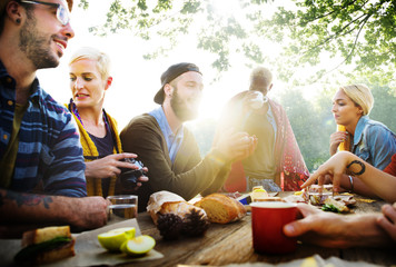 Friends Friendship Outdoor Dining People Concept