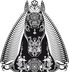 stylized patterned head horse black and white