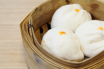 close-up steamed stuff bun / Salapao