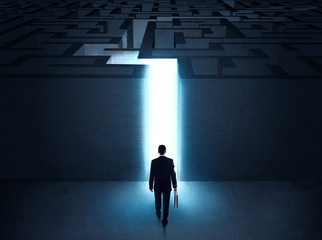 man at the entrance to a maze