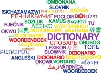 Dictionary multilanguage wordcloud background concept