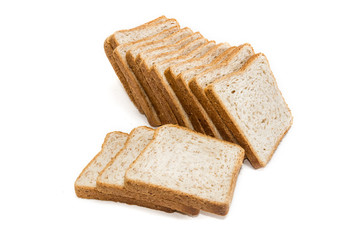 Sliced bread for toasting on a light background