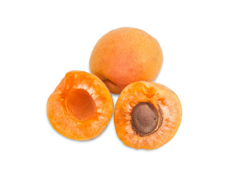 Two ripe apricot closeup on a light background
