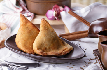 two pieces of indian samosa