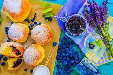 Homemade blueberry stuffed brioche