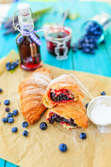 Homemade blueberry stuffed croissants