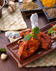 spicy indian tandoori chicken - obrazy, fototapety, plakaty