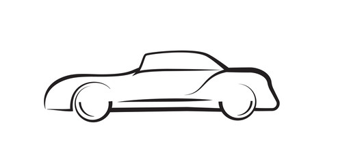 Naklejka premium car side view line outline silhouette drawing