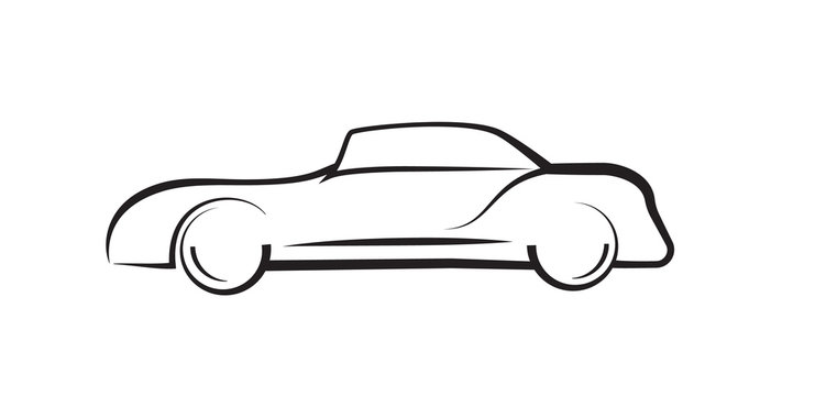 car side view line outline silhouette drawing