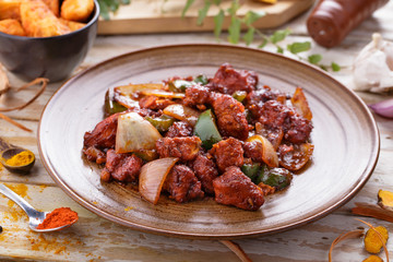 indian chili chicken with some veggie