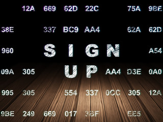 Web design concept: Sign Up in grunge dark room