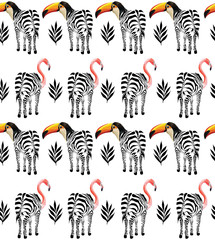 exotic animals trendy tropical pattern