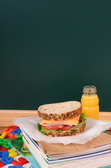 School lunch with blackboard