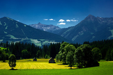 Fototapeta na wymiar The countryside around the town of Ramsau am Dachstein, Austria.