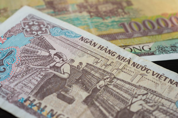 Background from banknotes. Vietnamese Dong