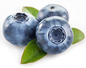 Ripe blueberries on the white background. © volff