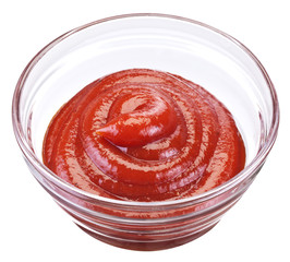 Tomato ketchup in the small bowl. File contains clipping paths.