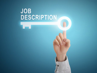 male hand pressing job description key button