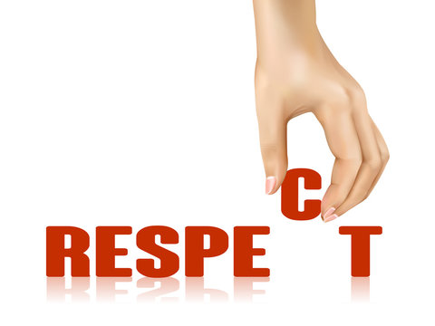 respect word taken away by hand