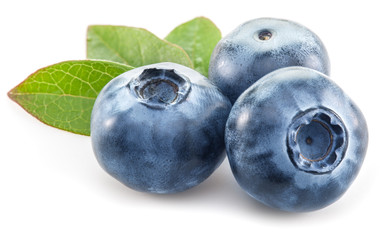 Ripe blueberries on the white background. © volff