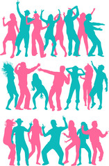 Dancing people silhouettes .