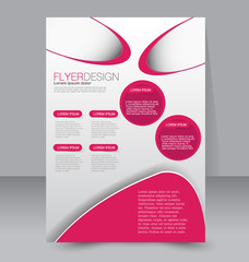 Flyer template. Business brochure. Editable A4 poster for design, education, presentation, website, magazine cover. Pink color.