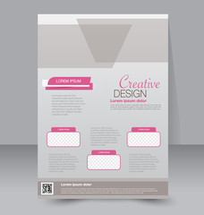 Flyer template. Business brochure. Editable A4 poster for design, education, presentation, website, magazine cover. Pink color.