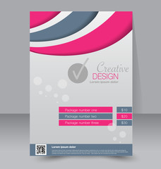 Fototapeta premium Flyer template. Business brochure. Editable A4 poster for design, education, presentation, website, magazine cover. Pink and grey color.