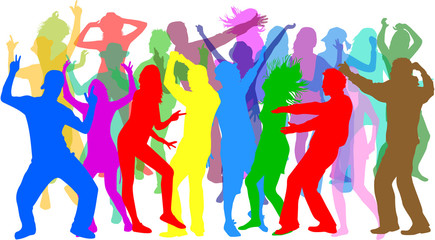 Obraz na płótnie Canvas Dancing people silhouettes .