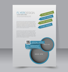 Flyer template. Business brochure. Editable A4 poster for design, education, presentation, website, magazine cover. Blue and green color.