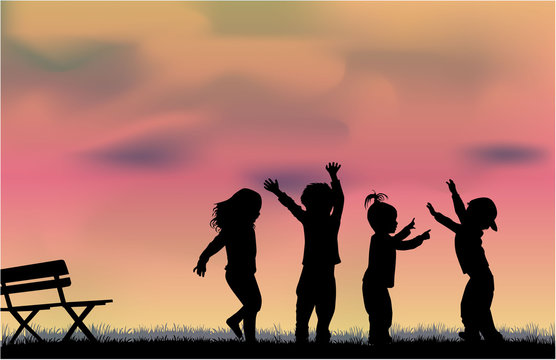 group of children's silhouettes