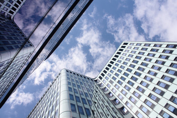 Fototapeta na wymiar Glass facade of modern corporate buildings.