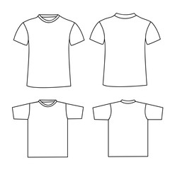 Blank t-shirt template. Front and back