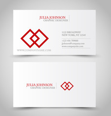 Business card set template. Red color. Corporate identity vector illustration.