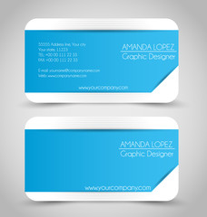 Business card set template. Blue color. Corporate identity vector illustration.