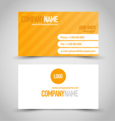 Business card set template. Orange and white color. Vector illustration.