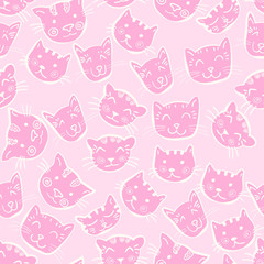 cat's head seamless doodle pattern.