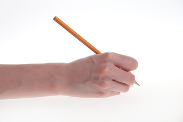 woman's hand holding a pencil