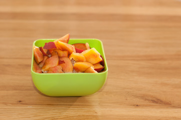Bowl with porrige and fruits for breakfast