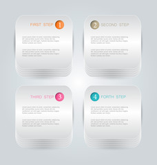 Business infographics template for presentation, education, web design, banners, brochures, flyers. Orange, brown, pink, blue color tabs. Vector illustration.