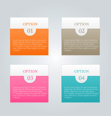 Infographic template with step options for business, startup concept, web design, data visualization, banner, brochure or flyer layouts, presentation, education. Abstract 3d stock vector illustration.