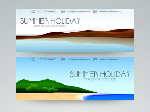Summer holiday web header or banner set.