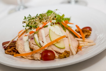 Sliced Chicken Breast with Vegetables and Dressing