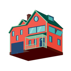 Isolated house. Vector illustration of a wooden cottage.