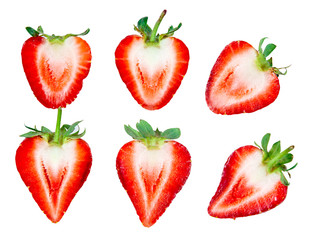 Sliced Juicy Strawberry Isolated on white background
