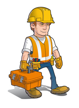 Construction Worker - Carying a Toolkit