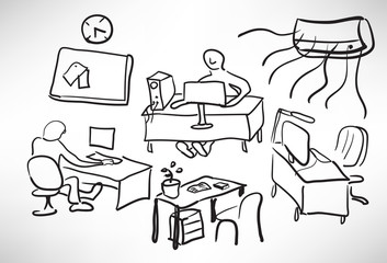 Sketch of a typical day at the office