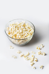 Popcorn on white background