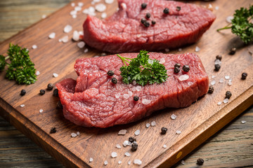 Raw beef slice