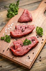 Raw beef slice